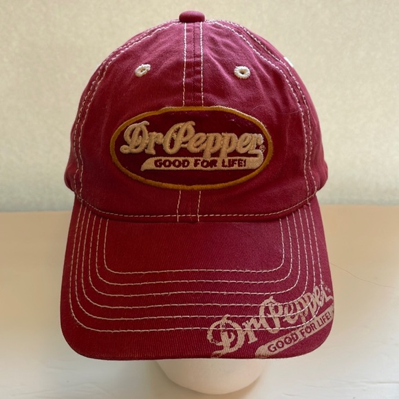 Dr Pepper Other - Dr Pepper red pinstripe baseball hat cap fitted elastic like medium to large?